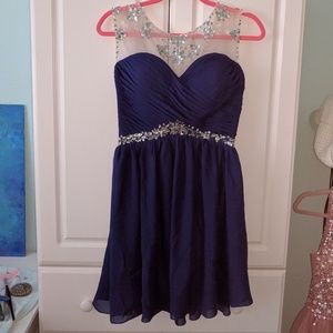 Royal blue bedazzled party dress